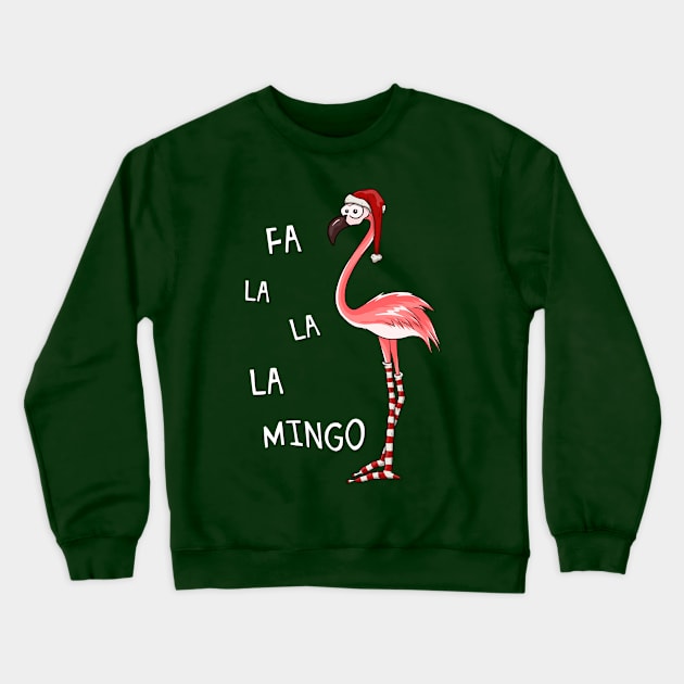 Fa La La Mingo Christmas Flamingo in Santa Costume Crewneck Sweatshirt by SkizzenMonster